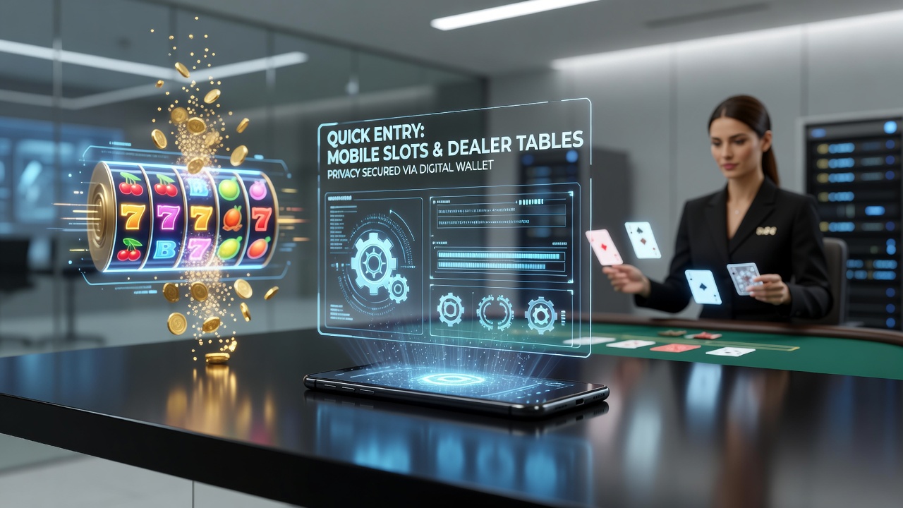 Mobiele schermweergave van live dealer tafel met digitale wallet betaling in actie
