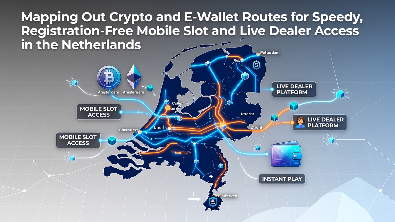 Kaart van crypto en e-wallet routes voor mobiele toegang tot slots en live dealer spellen in Nederland