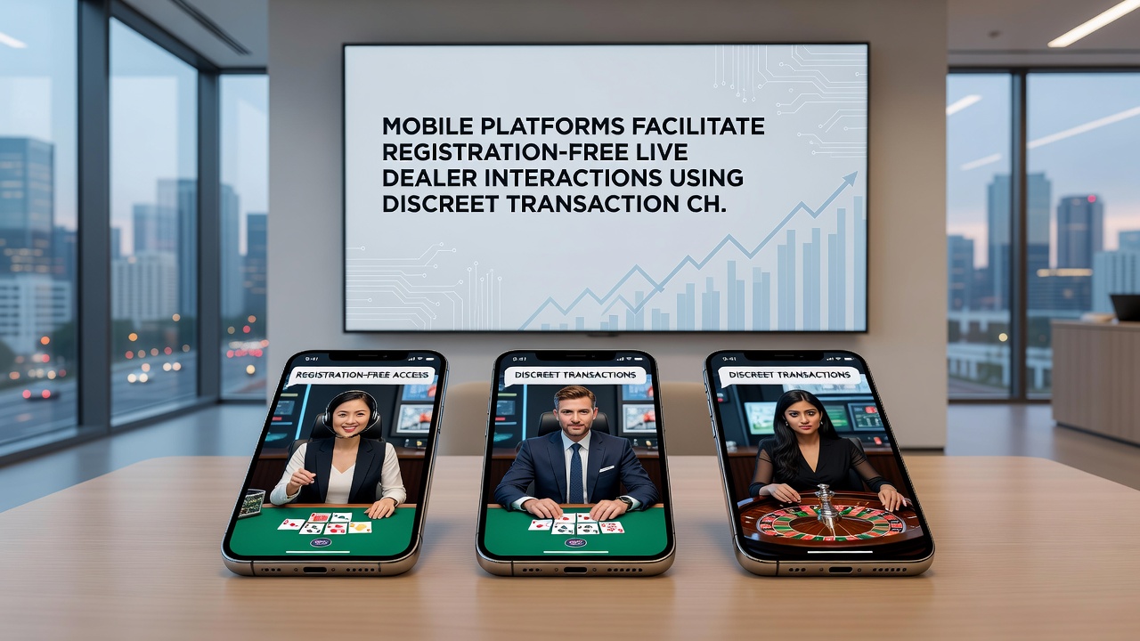 Illustratie van discrete transactiekanalen op mobiele apparaten voor live dealer spellen in Europa