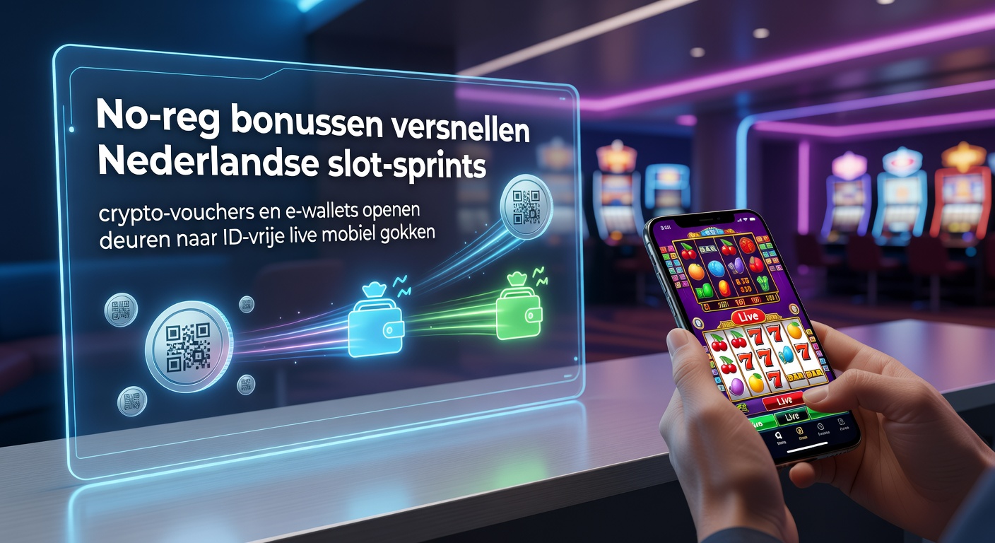 Schermafbeelding van een mobiel casino-app met no-reg bonus en crypto-betaalopties, slots draaien op hoge snelheid