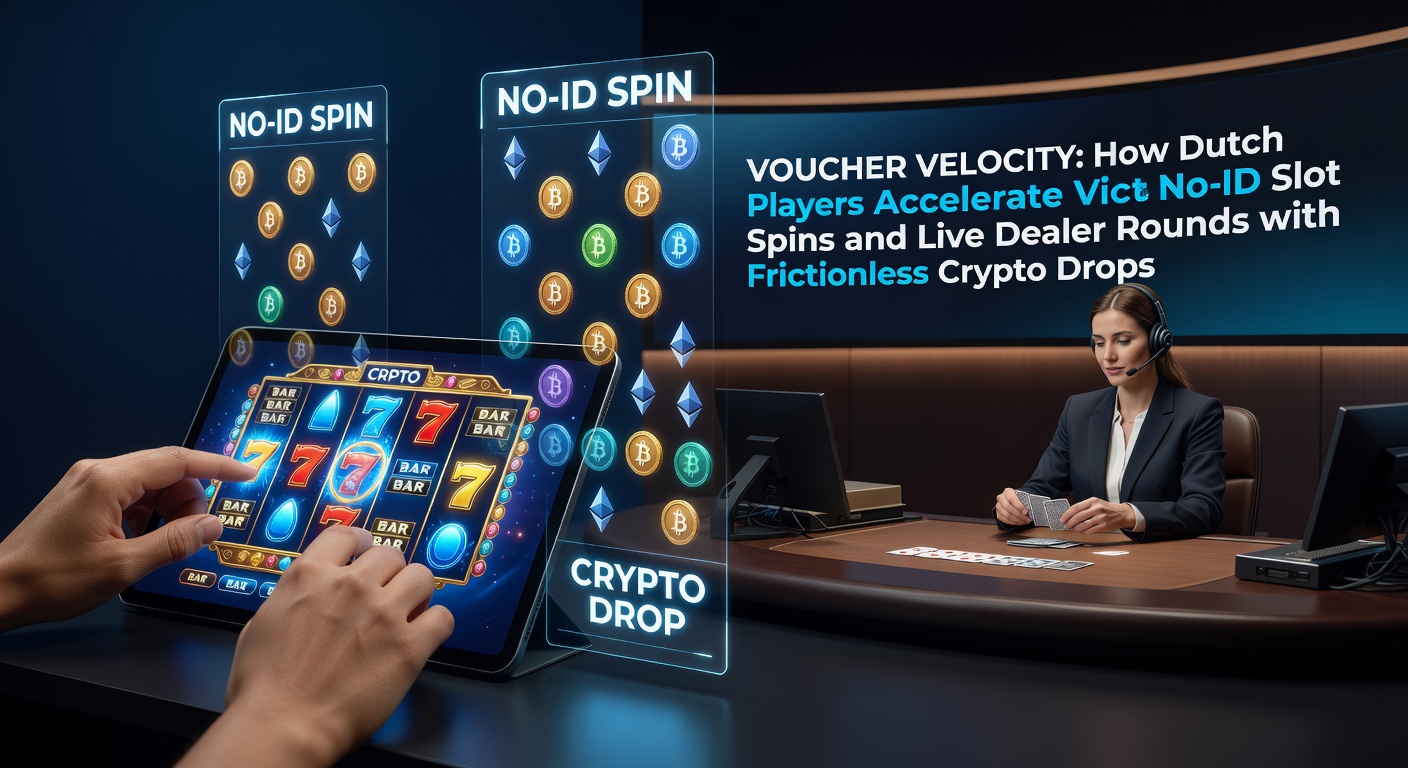 Afbeelding van snelle crypto-voucher transacties op een mobiel scherm met slotmachines en live dealer tafels op de achtergrond