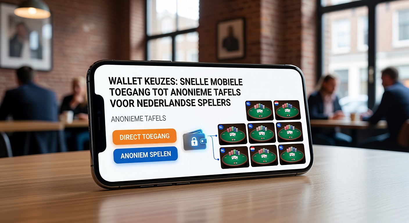 Mobiele app interface met anonieme tafel en wallet integratie voor snelle transacties